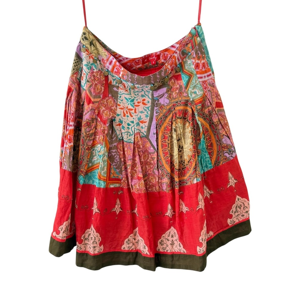 Derhy Paris Boho Peasant Skirt Womens S Multicolor Beaded Embroidered Hippie
